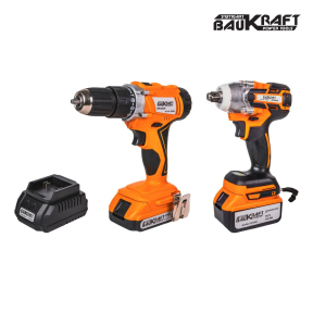 Комплект бормашина ударна и гайковерт Baukraft 18V 4Ah 2Ah BK-CDIBIW3