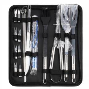 Комплект аксесоари за барбекю в калъф - 18 части