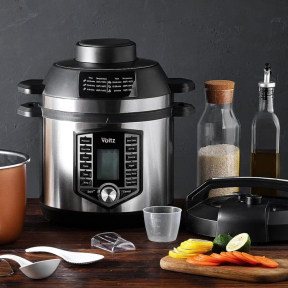 2 в 1 Мултикукър под налягане и Фритюрник Air Fryer Oliver Voltz OV51985G6, 6L, 1500W, 44 функции, 12 програми, Инокс