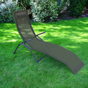 Сив сгъваем шезлонг - 178x60x92 см.