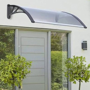 150 х 100 см Прозрачен Поликарбонатен навес козирка, черен държач