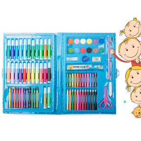 Комплект за рисуване 86 елемента с кутия за съхранение - син