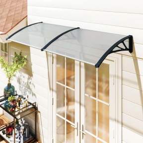 200 х 100 см Прозрачен Поликарбонатен навес козирка, сива лайсна