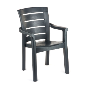 Градински стол с подлакътници - Черен