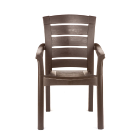 Градински стол с подлакътници - кафяв