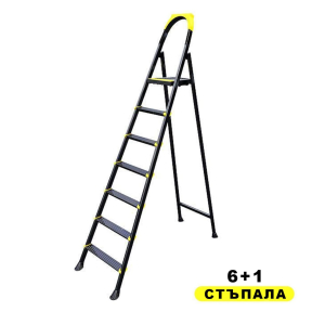 6+1 стъпала олекотена сгъваема метална стълба с нехлъзягащи стъпала и крака