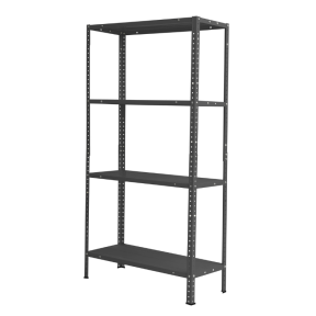 Метален стелаж, 4 метални рафта х 50 кг, 145x75x30 см - черен