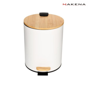 Кош за отпадъци Makena White Bamboo с бамбукови елементи, бял