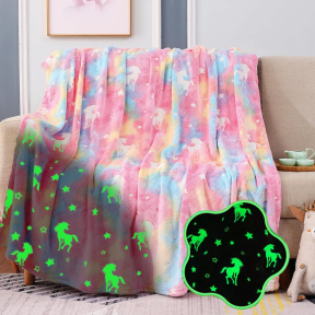 Детско светещо одеяло с Еднорог, 130 х 150 см
