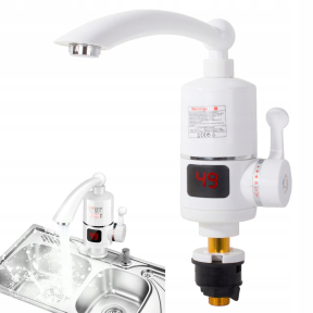 Електрически проточен водонагревател, метален стоящ корпус, 3 kW, бял