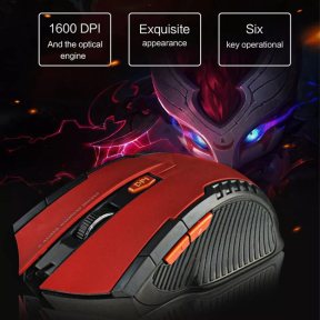 Ергономична Безжична USB оптична 6D мишка с регулируем DPI, Спящ режим - Червено/Черно
