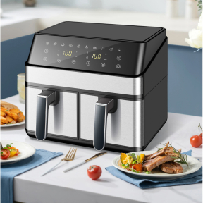 Двоен Еър Фрайър 10 литра - 2400 W, неръждаема стомана