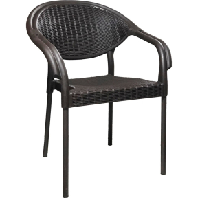 Градински стол от полипропилен с подлакътници - Кафяв