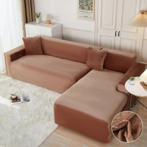 Кадифен калъф за ъглов диван  - Карамел
