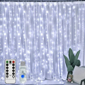 3X3 m. Коледна светлинна 300 LED завеса и дистанционно