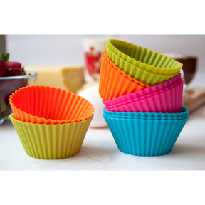 Комплект 12 броя цветни силиконови форми за мъфини