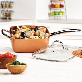 Квадратен незалепващ меден тиган