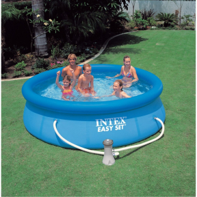 Басейн с надуваем ринг и филтърна помпа Intex 244x61 см.