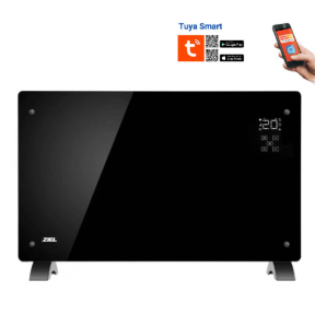 Конвектор стъклен панел, 2000W, LED дисплей, електронен сензорен термостат, таймер, Черен