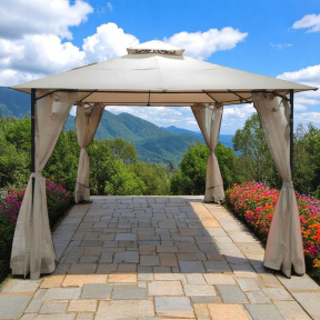 Павилион със завеси-комарници, 3 х 3 м, бежов