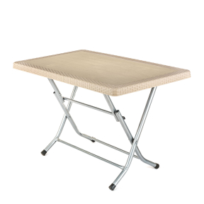 Сгъваема ратанова градинска маса - цвят крем