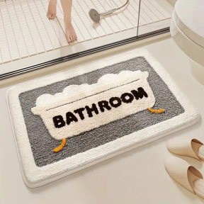 Противохлъзгащо пухкаво килимче за баня с щампа, абсорбиращ, 40х60см.
