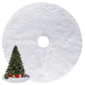 Пухкав килим постелка за коледна елха, 90 см, бял