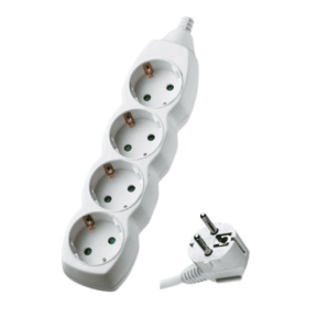 Разклонител с 4 гнезда, 1.5 м. кабел 1.5 mm2, 16A, 3680W max, Бял