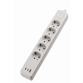 Разклонител 5 гнезда USB-A + 2xUSB-C, 1.4 м. кабел 1.5 мм2 и ключ, 16A, 3680W max