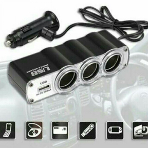 Разклонител за запалка 1 към 3 + 1 бр. USB 12V