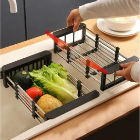 Регулируема кошница за отцеждане на плодове, зеленчуци и съдове Регулируема кошница за отцеждане на плодове, зеленчуци и съдове