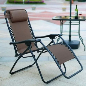 Сгъваем шезлонг кафяв Zero gravity 173x67x110 см