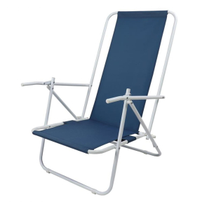 Сгъваем стол за къмпинг с висока облегалка, син