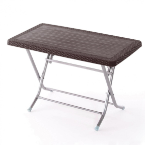 Сгъваема ратанова градинска маса - кафява