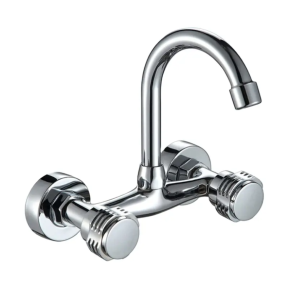 Смесител за баня с двойна дръжка и стенен монтаж