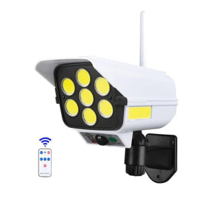 Соларна лампа - Имитация на охранителна камера, 150 W, 63 COB,  със сензор за движеи и дистанционно Соларна лампа - Имитация на охранителна камера, 150 W, 63 COB,  със сензор за движеи и дистанционно