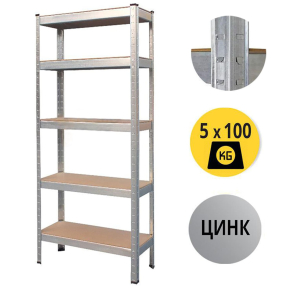 Стелаж 180 x 60 x 30 см, 5х100 кг, безболтов монтаж