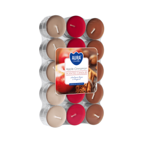 Ароматизирани свещи 30 бр., ø3.9x1.5 см - ябълка и канела