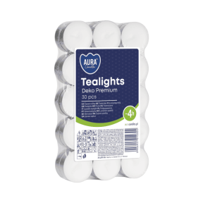 Чаени свещи 30 бр., ø3.9x1.5 см - бели