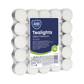 Чаени свещи 50 бр., ø3.9x1.5 см - бели