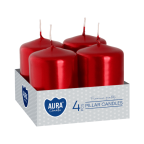  Свещи вотив 4 бр., ø3.8x6 см - червен металик