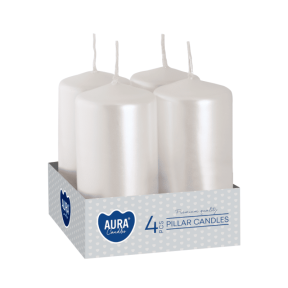 Свещи вотив 4 бр., ø3.8x8 см - бяла перла