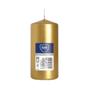 Свещ пилон, ø4.8x10 см - златен металик