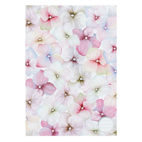 Тетрадка с меки корици, A4, широки редове, 40 листа - флорален дизайн 