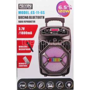 Тонколона FEYIPU ES-11-6S, Вграден акумулатор, МП3 плейър, SD карта, флашка, Блутут, Безжичен микрофон