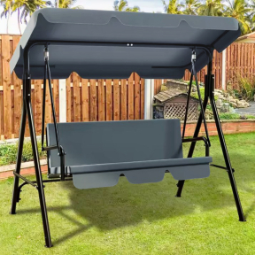Триместна градинска люлка със сенник, тъмносива