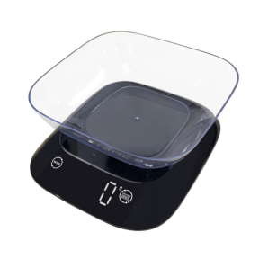 Кухненска везна Rosberg Premium RP51651J, 5 кг, g/lb/oz/ml, купа, LED дисплей, черен