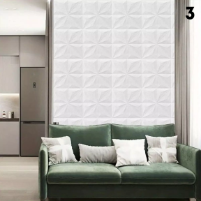 Самозалепващ тапет 3D триъгълници - 70 x 70 см, 5 мм, бял