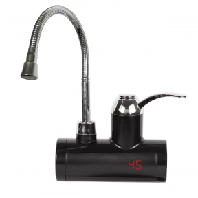 Нагревател за вода с гъвкав чучур Rosberg R57100BF, 3600W, с дисплей, до 60°C, за стена, черен